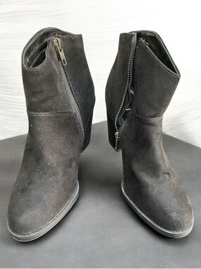 Women's Black faux Suede Ankle Booties with Side Zip